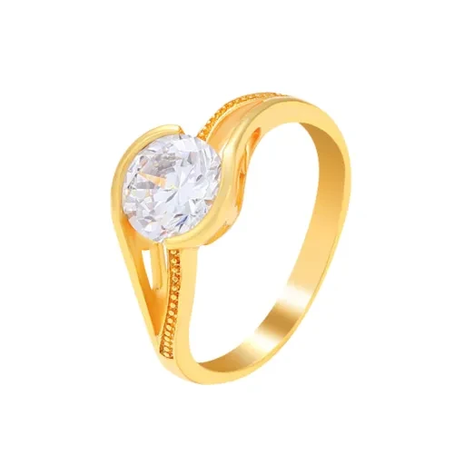 Copper Alloy Inlaid Zircon Round Ring Female