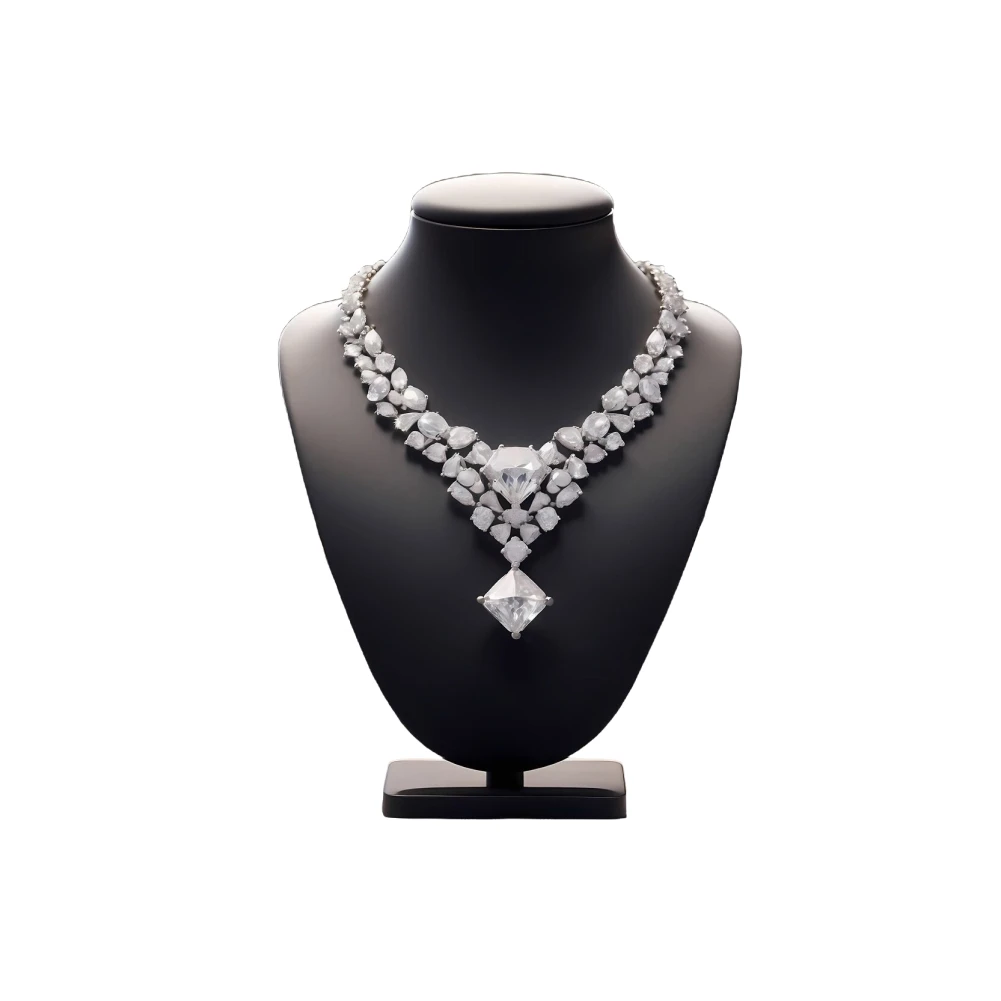 Exquisite 18K White Gold Diamond Necklace Set