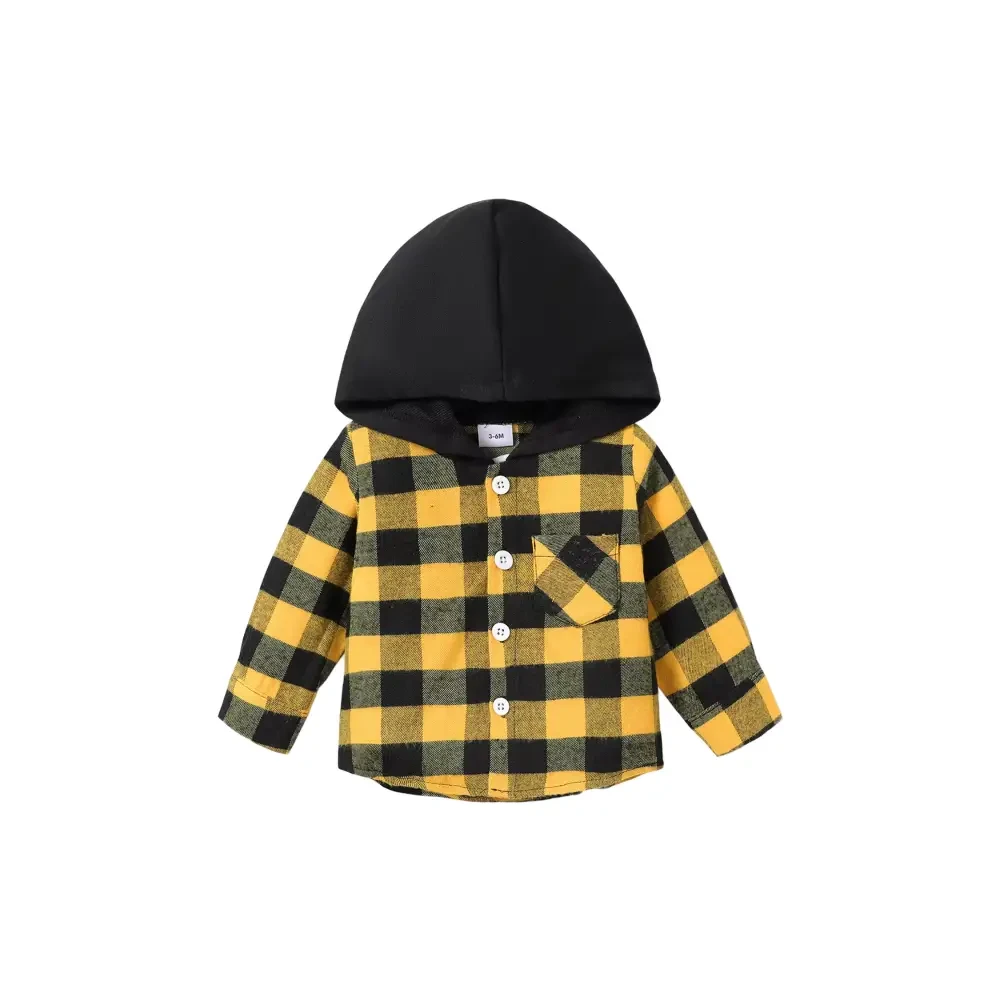 Boy Grid Hooded Top