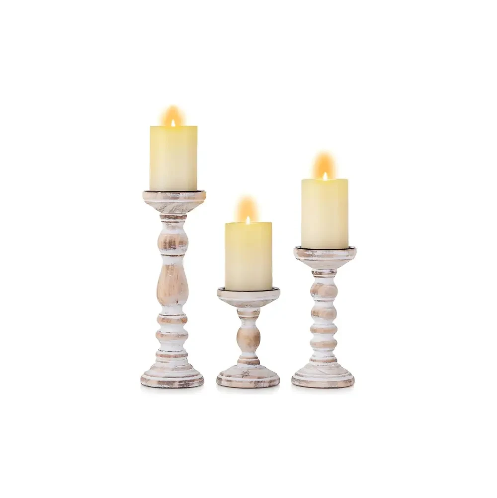 Hanobe Wood Candle Holders